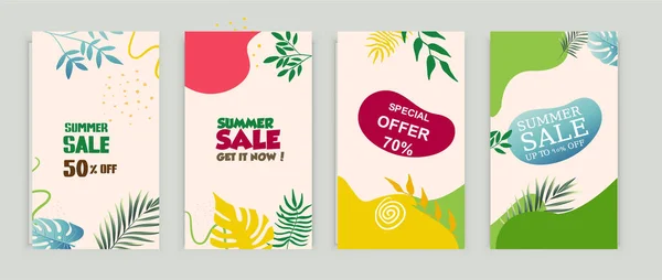 Letní Prodej Banner Plakát Design Tropickým Plážovým Pozadím Vektor Realistické — Stockový vektor