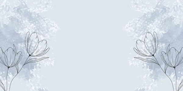抽象的な花のアート背景ベクトル 植物の葉が付いている花様式の壁紙 有機的な形水彩 花の花 白い背景にスケッチスタイルのシームレスなパターン — ストックベクタ