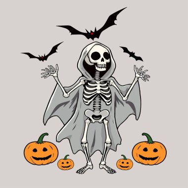 Spooky and happy Halloween Skeleton art illustration design clipart