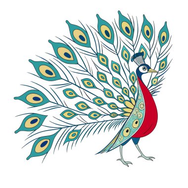 colorful Peacock Cartoon Animal Nature Icon Concept Isolated design clipart