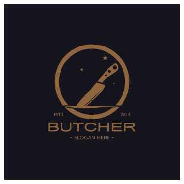 butcher knife vintage logo illustration,chef knife logo template,for business,badges,restaurants,abattoirs,butcher shops,cafes,brands,and knife shops.With modern simple minimalist vector concept.