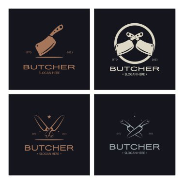 butcher knife vintage logo illustration,chef knife logo template,for business,badges,restaurants,abattoirs,butcher shops,cafes,brands,and knife shops.With modern simple minimalist vector concept.