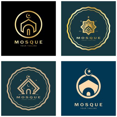 İslami cami logo vektör şablonu