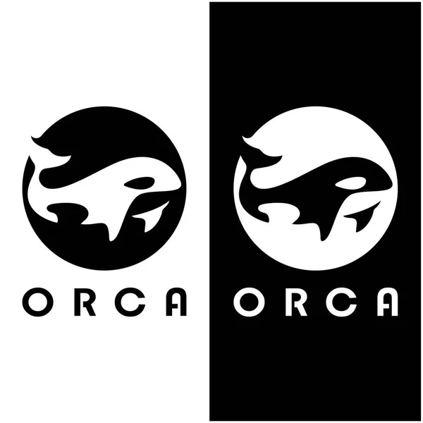 Prosty Czarny Orca Wieloryb Zwierzę Ilustracja Logo Twórczy Projekt Wieloryb — Wektor stockowy