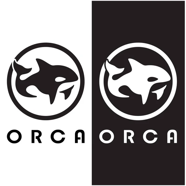 Prosty Czarny Orca Wieloryb Zwierzę Ilustracja Logo Twórczy Projekt Wieloryb — Wektor stockowy