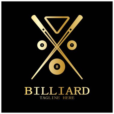 Bilardo topları ve sopalarla basit bilardo şablonu çizimi, bilardo standı, bilardo masası tasarımı, fatura yarışması, mobil bilardo oyunu, uygulama, rozet, bilardo, vektör sporu