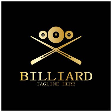 Bilardo topları ve sopalarla basit bilardo şablonu çizimi, bilardo standı, bilardo masası tasarımı, fatura yarışması, mobil bilardo oyunu, uygulama, rozet, bilardo, vektör sporu