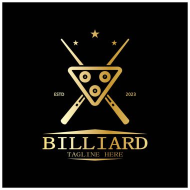 Bilardo topları ve sopalarla basit bilardo şablonu çizimi, bilardo standı, bilardo masası tasarımı, fatura yarışması, mobil bilardo oyunu, uygulama, rozet, bilardo, vektör sporu