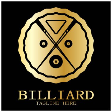 Bilardo topları ve sopalarla basit bilardo şablonu çizimi, bilardo standı, bilardo masası tasarımı, fatura yarışması, mobil bilardo oyunu, uygulama, rozet, bilardo, vektör sporu