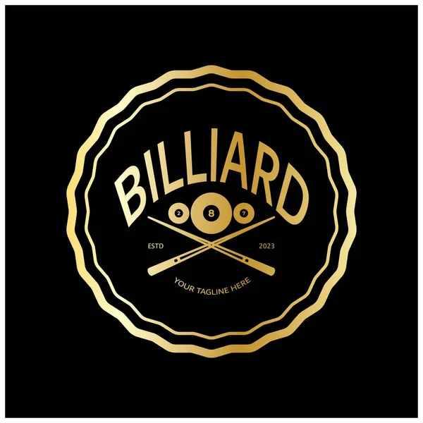 Простий Більярдний Логотип Шаблон Ілюстрація Більярдними Кулями Паличками Дизайн Більярдної — стоковий вектор