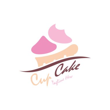 Kek Logosu tasarım vektör çizim şablonu. Kek fırını ikonu. Pasta dükkanı, pasta dükkanı, vektör dükkanı.