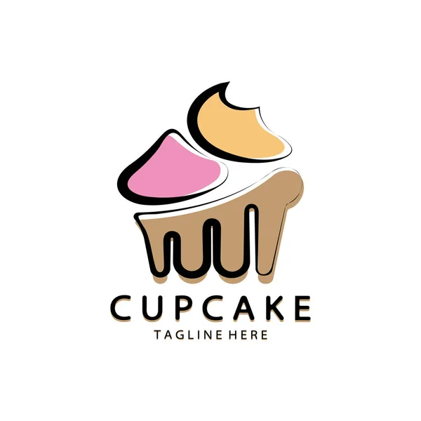Cupcake Logo Diseño Vector Plantilla Ilustración Pastelería Pastelería Icon Cake — Vector de stock