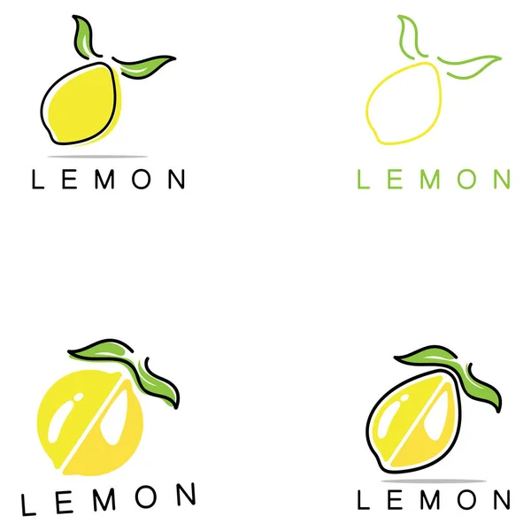Свежие Лимонные Фрукты Логотип Листьями Иллюстрации Шаблон Логотип Лимонного Сока — стоковый вектор