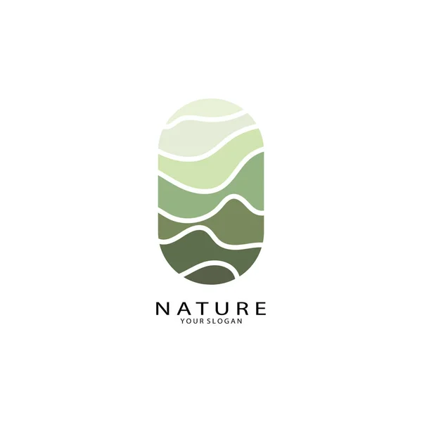 Logo Vectoriel Nature Avec Arbres Rivières Mers Montagnes Emblèmes Affaires — Image vectorielle