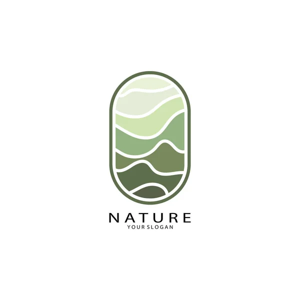 Nature Vector Logo Trees Rivers Seas Mountains Business Emblems Travel — Stockvektor