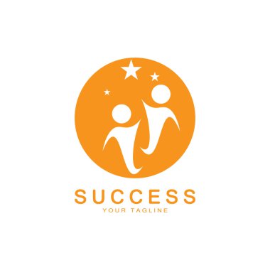 Soyut insan başarısı logo tasarımları. Eğlenceli insanlar, sağlıklı insanlar, spor, toplum insanları vektör illüstrasyonunu simgeliyor.