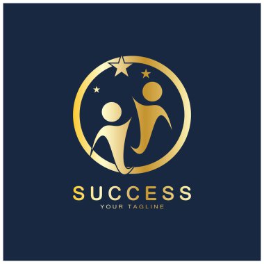 Soyut insan başarısı logo tasarımları. Eğlenceli insanlar, sağlıklı insanlar, spor, toplum insanları vektör illüstrasyonunu simgeliyor.