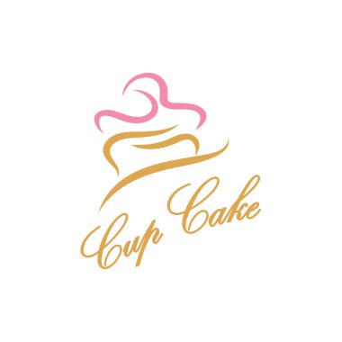 Kek Logosu tasarım vektör çizim şablonu. Kek fırını ikonu. Pasta dükkanı, pasta dükkanı, vektör dükkanı.