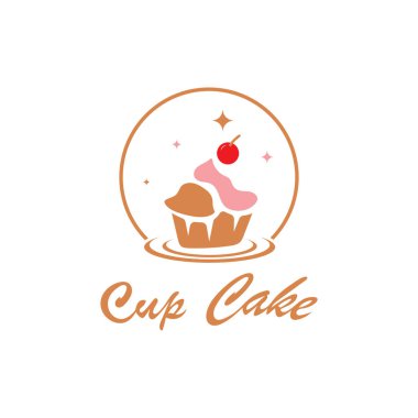 Kek Logosu tasarım vektör çizim şablonu. Kek fırını ikonu. Pasta dükkanı, pasta dükkanı, vektör dükkanı.