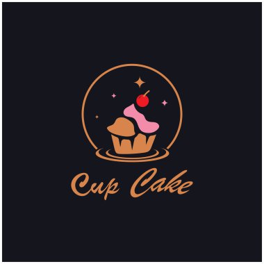 Kek Logosu tasarım vektör çizim şablonu. Kek fırını ikonu. Pasta dükkanı, pasta dükkanı, vektör dükkanı.