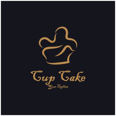 Kek Logosu tasarım vektör çizim şablonu. Kek fırını ikonu. Pasta dükkanı, pasta dükkanı, vektör dükkanı.