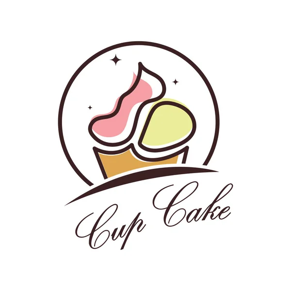 カップケーキロゴデザインベクトルイラストテンプレート カップケーキベーカリーIcon Cakeストア ケーキ屋 ベクトル — ストックベクタ