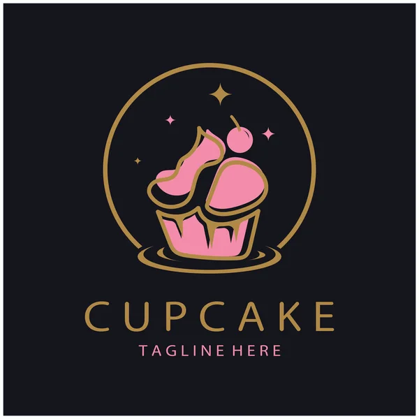 カップケーキロゴデザインベクトルイラストテンプレート カップケーキベーカリーIcon Cakeストア ケーキ屋 ベクトル — ストックベクタ