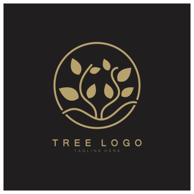 Orman ve park doğası için soyut ağaç logosu. İş tasarımları, tarım, ekolojik kavramlar, yeşillik ve doğal güzellik için .vektör çizgisi unsurlarının birleşimiyle..