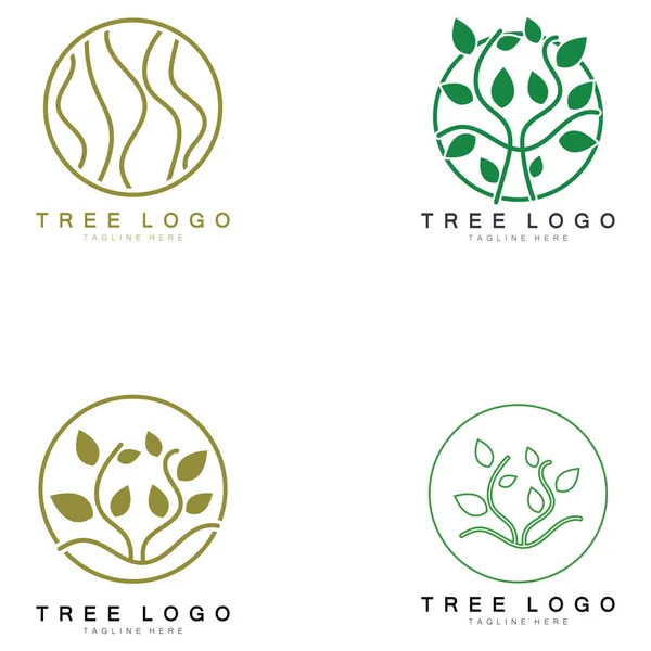 Orman Park Doğası Için Soyut Ağaç Logosu Tasarımları Tarım Ekolojik — Stok Vektör