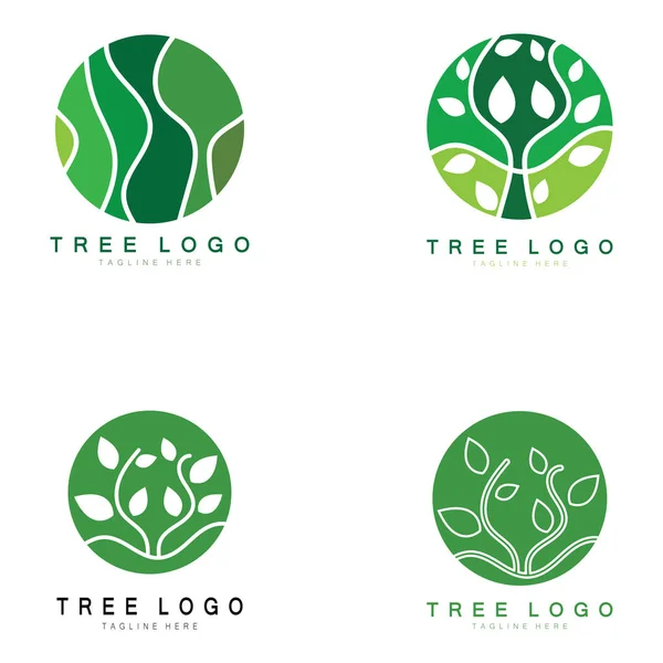 Orman Park Doğası Için Soyut Ağaç Logosu Tasarımları Tarım Ekolojik — Stok Vektör