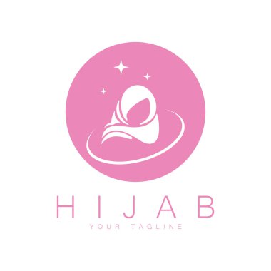 muslimah tesettür logo şablonu vektör çizim-vektörü