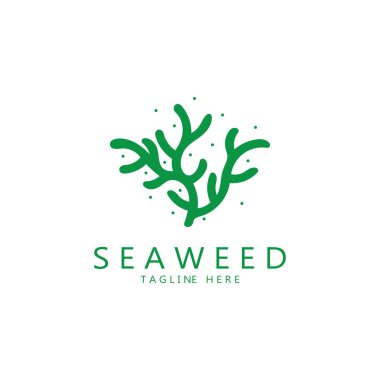 Deniz yosunu vektör logosu çizimi. Deniz ürünleri, doğal ürünler, çiçekçi, ekoloji, sağlık, spa.