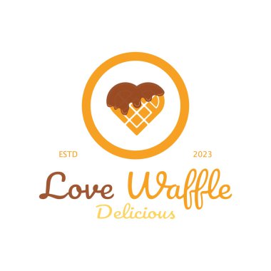 Waffle logosu basit illüstrasyon tasarımı, pastane, amblem, rozet, fırın, pastane, vektör