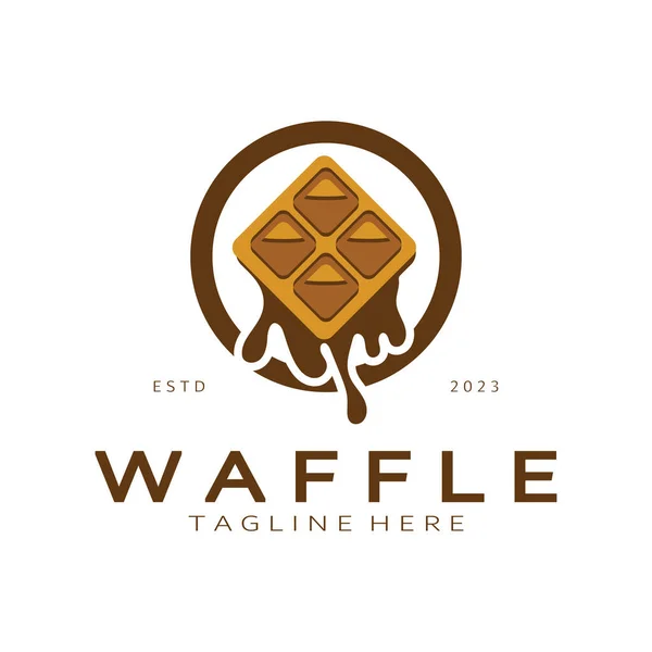 Diseño Simple Ilustración Del Logotipo Del Waffle Para Pastelería Emblema — Vector de stock