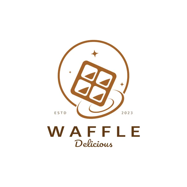 Disegno Semplice Dell Illustrazione Del Logo Del Waffle Pasticceria Emblema — Vettoriale Stock