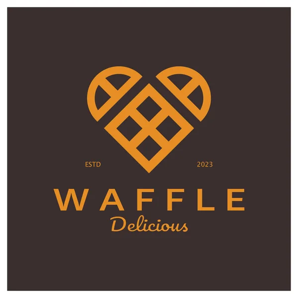 Disegno Semplice Dell Illustrazione Del Logo Del Waffle Pasticceria Emblema — Vettoriale Stock