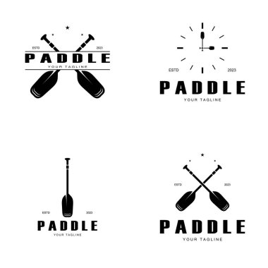 Basit kürek logosu, sörf, rafting, kano, tekne, sörf ve kürek ekipmanı işi, vektör