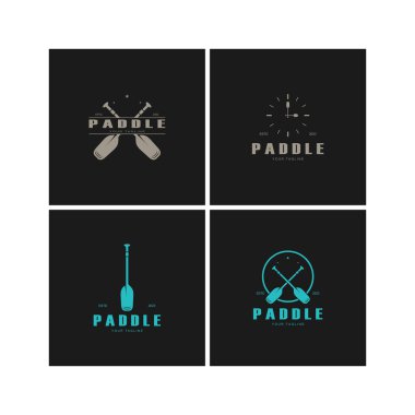 Basit kürek logosu, sörf, rafting, kano, tekne, sörf ve kürek ekipmanı işi, vektör