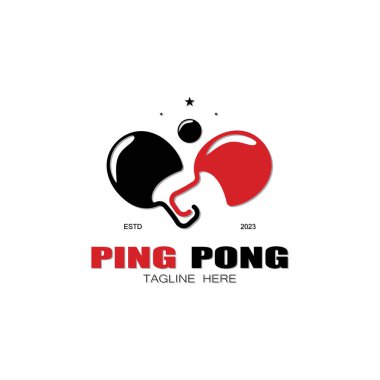 Basit masa tenisi logosu, ping pong yaratıcı logo şablonu. Spor oyunları, kulüpler, turnuvalar ve şampiyonluklar. vektör