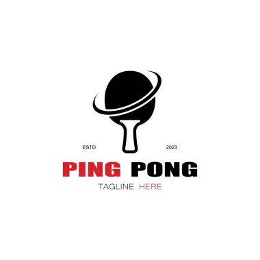 Basit masa tenisi logosu, ping pong yaratıcı logo şablonu. Spor oyunları, kulüpler, turnuvalar ve şampiyonluklar. vektör