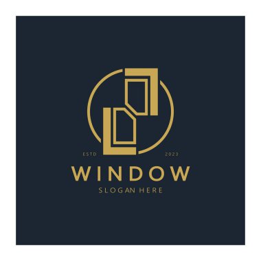 Basit pencere logosu, iç tasarım, inşaat, mimari, mülkiyet işi, vektör