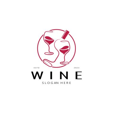 Şarap logosu tasarım şablonu. Simge-vektör çizimi