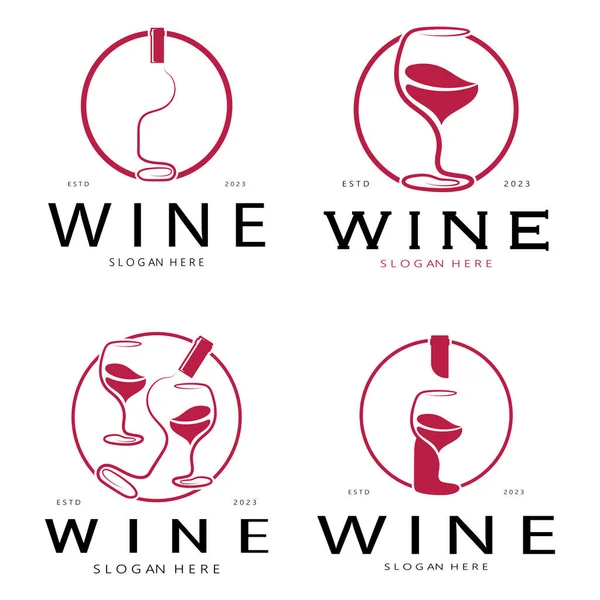 ワインのロゴデザインテンプレート アイコンベクトルのイラスト — ストックベクタ
