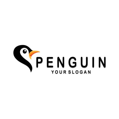 Basit penguen logosu tasarım şablonu çizimi.