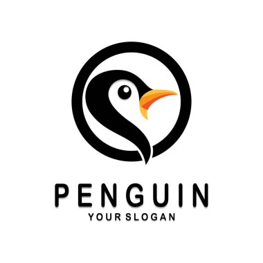 Basit penguen logosu tasarım şablonu çizimi.