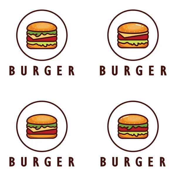 Burger Logo Illustration Restaurant Emblem Café Burger Und Fabrik Etikett — Stockvektor