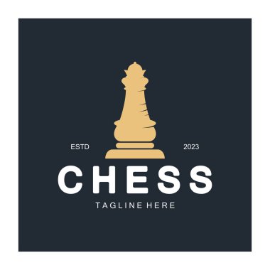 At, papaz, piyon, bakan ve kaleli satranç stratejisi logosu. Satranç turnuvası logosu, satranç takımı, satranç şampiyonluğu, satranç oyunu uygulaması.