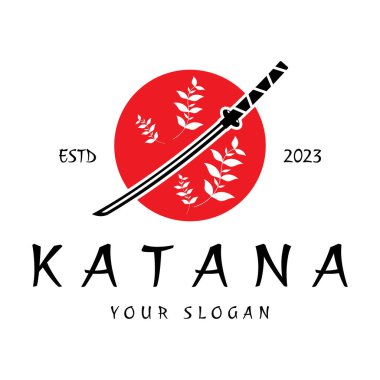 Basit katana samuray kılıç logosu tasarım şablonu vektörü,