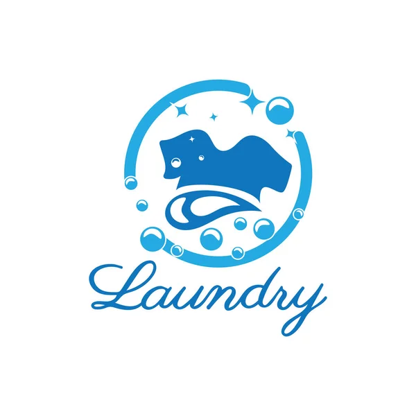 Simple Creative Laundry Logo Concept Clothes Clothes Washing Machine Foam — Stock Vector
