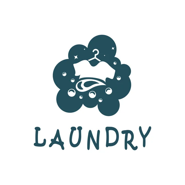 stock vector simple creative laundry logo, with the concept of a clothes or clothes washing machine, foam. water drops, logo for washing, clothes deodorizer, badge, company